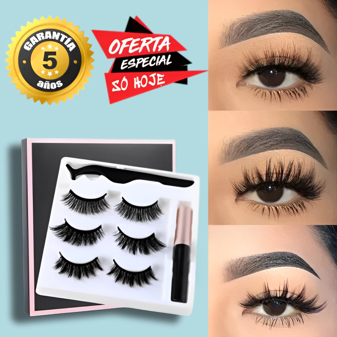 Eye Glow™ | Las primeras pestañas magnéticas que te hacen sentir bonita al instante mientras cuidan de tus pestañas naturales. (Pack de 3 estilos)