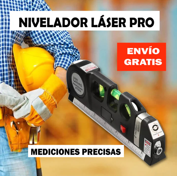 Level PRO™ 4 en 1 - Divide el esfuerzo de tu trabajo entre 4. (Mide, nivela, puntea y aplica laser para medidas difíciles).
