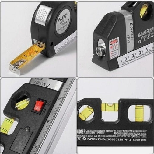 Level PRO™ 4 en 1 - Divide el esfuerzo de tu trabajo entre 4. (Mide, nivela, puntea y aplica laser para medidas difíciles).
