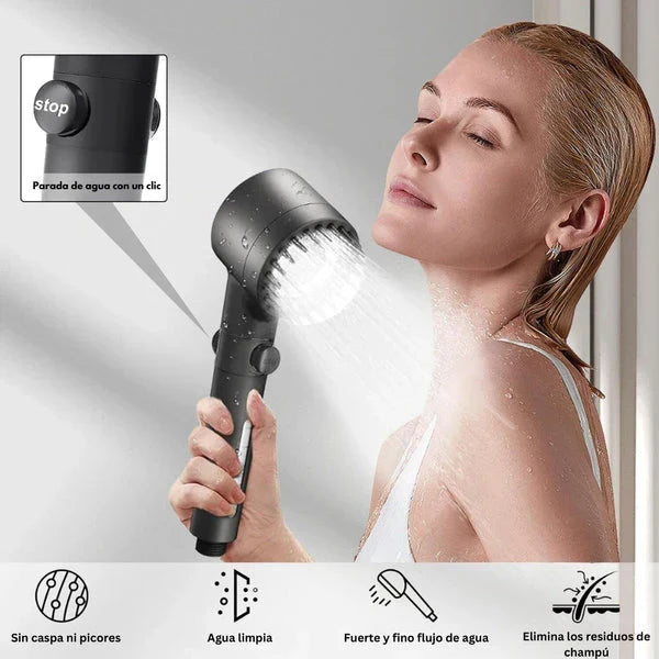 ULTRASHOWER ™ - El único cabezal de ducha que gracias a su filtro interno previene  y elimina casi al 100% todo tipo de rojeces en la piel (Incluye 3 tipos de presión).