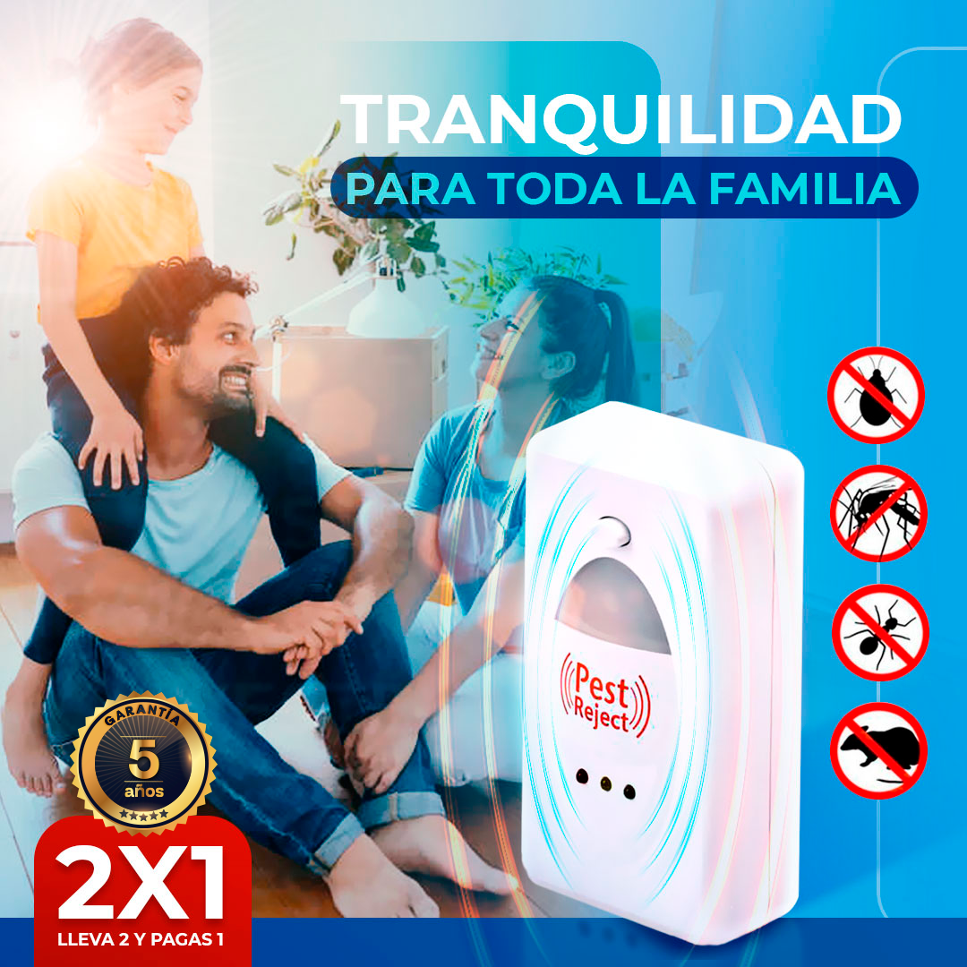 1 + 1 GRATIS | PestReject 3.0™ - La forma más económica de proteger a tu familia de las plagas (Tecnología ULTRASÓNICA que cubre hasta 200m²)