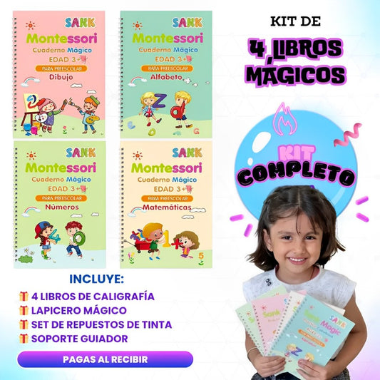 SANMAGIC™ - Los 4 libros que evita que tu hijo acabe suspendiendo. (Gracias a los cuadernos Montessori)