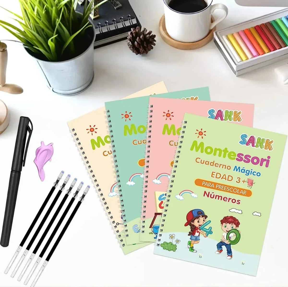 SANMAGIC™ - Los 4 libros que evita que tu hijo acabe suspendiendo. (Gracias a los cuadernos Montessori)