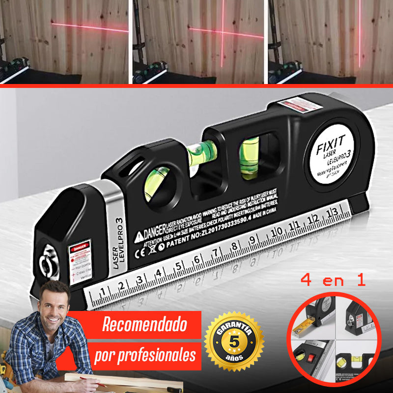 Level PRO™ 4 en 1 - Divide el esfuerzo de tu trabajo entre 4. (Mide, nivela, puntea y aplica laser para medidas difíciles).